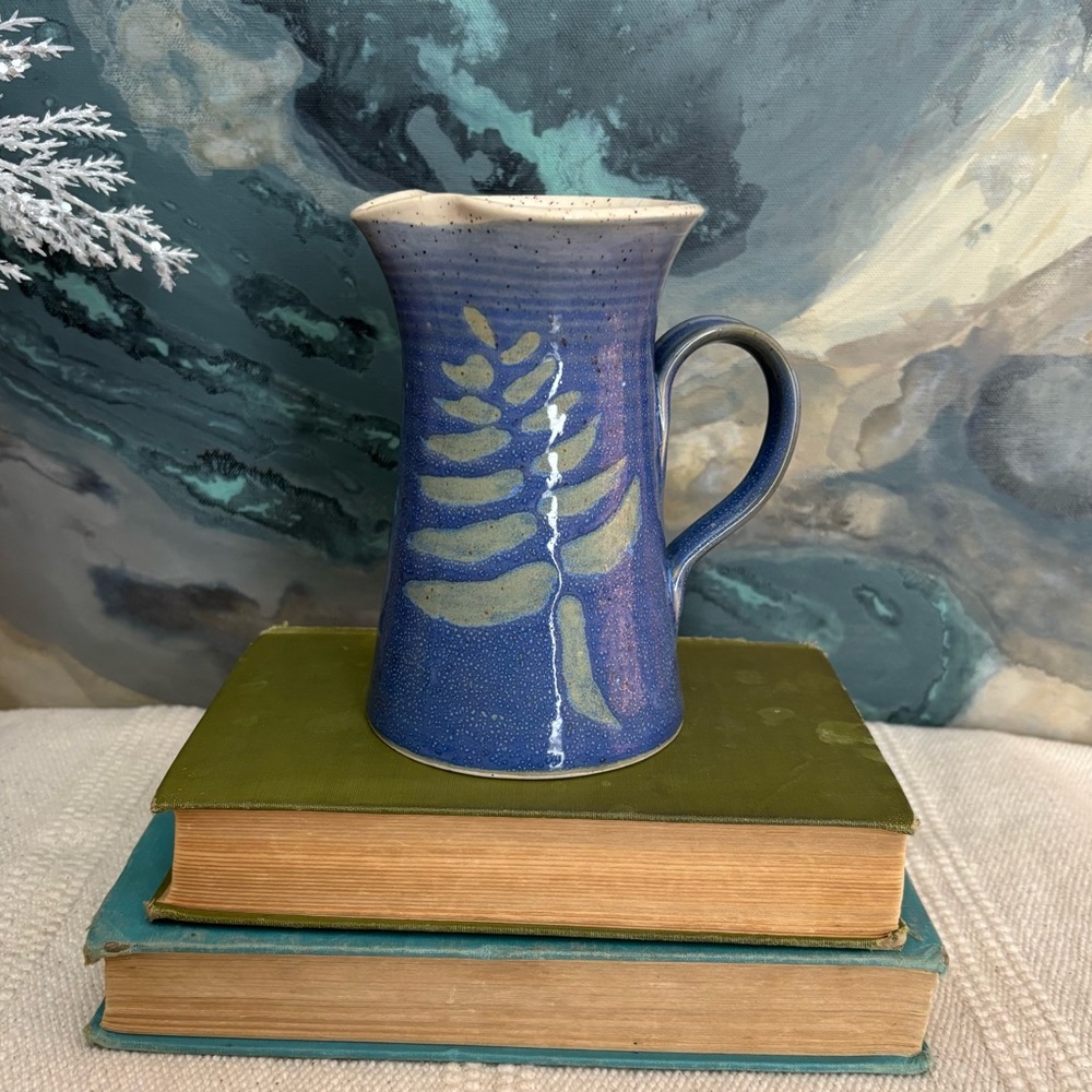 Vintage Hand Thrown Studio Art Pottery Pitcher Small Vase Hand Painted Glazed